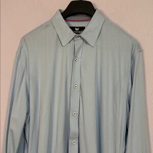 Buttercloth Men Sky Blue 100% Cotton Button Up Shirt Long Sleeve Size XL